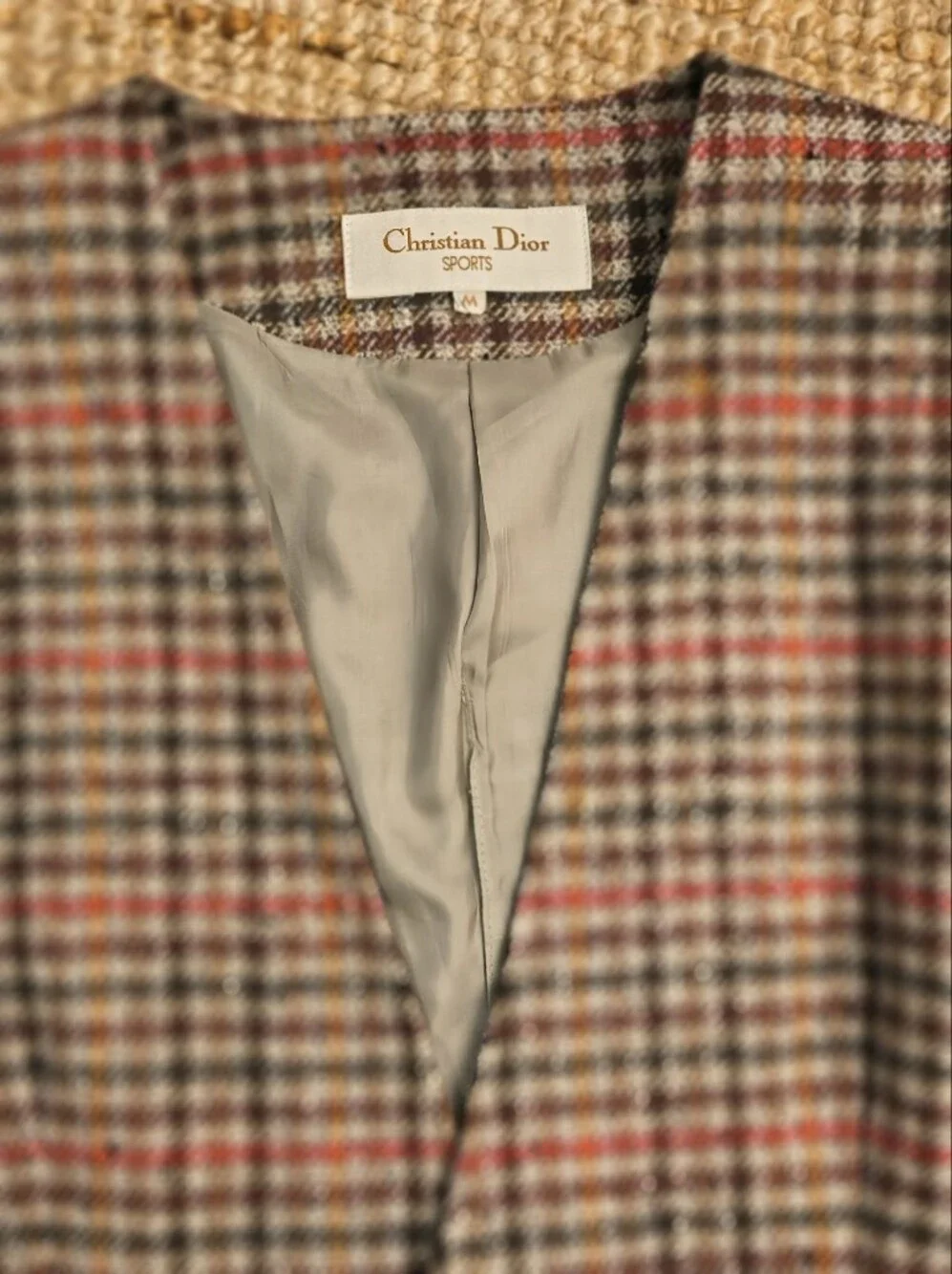 Christian Dior Sports Plaid Double-Breasted Blazer in Red and Black Sz M